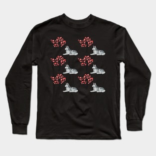 siberian husky dog pattern with tree Long Sleeve T-Shirt